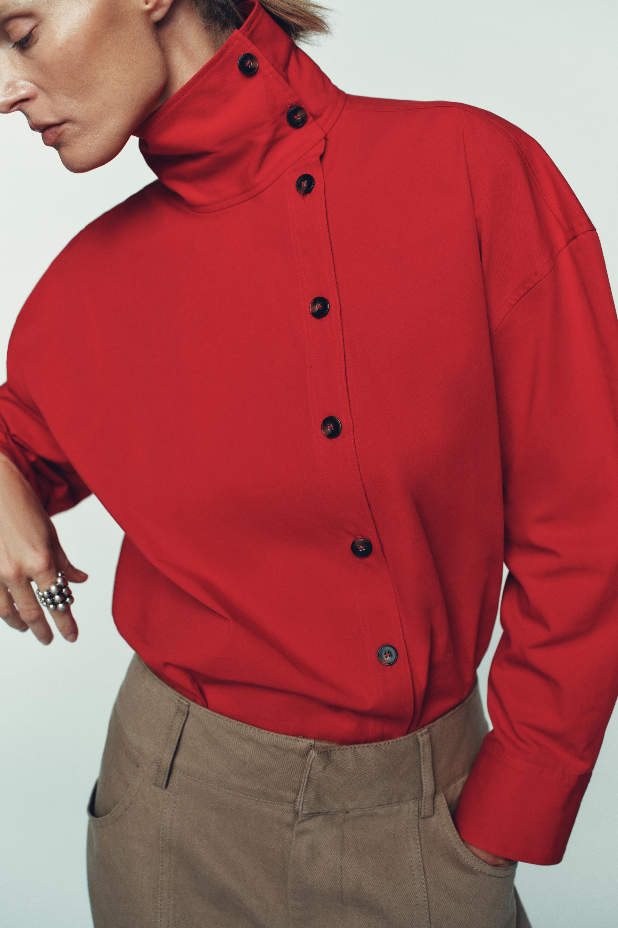 HIGH COLLAR WRAP SHIRT